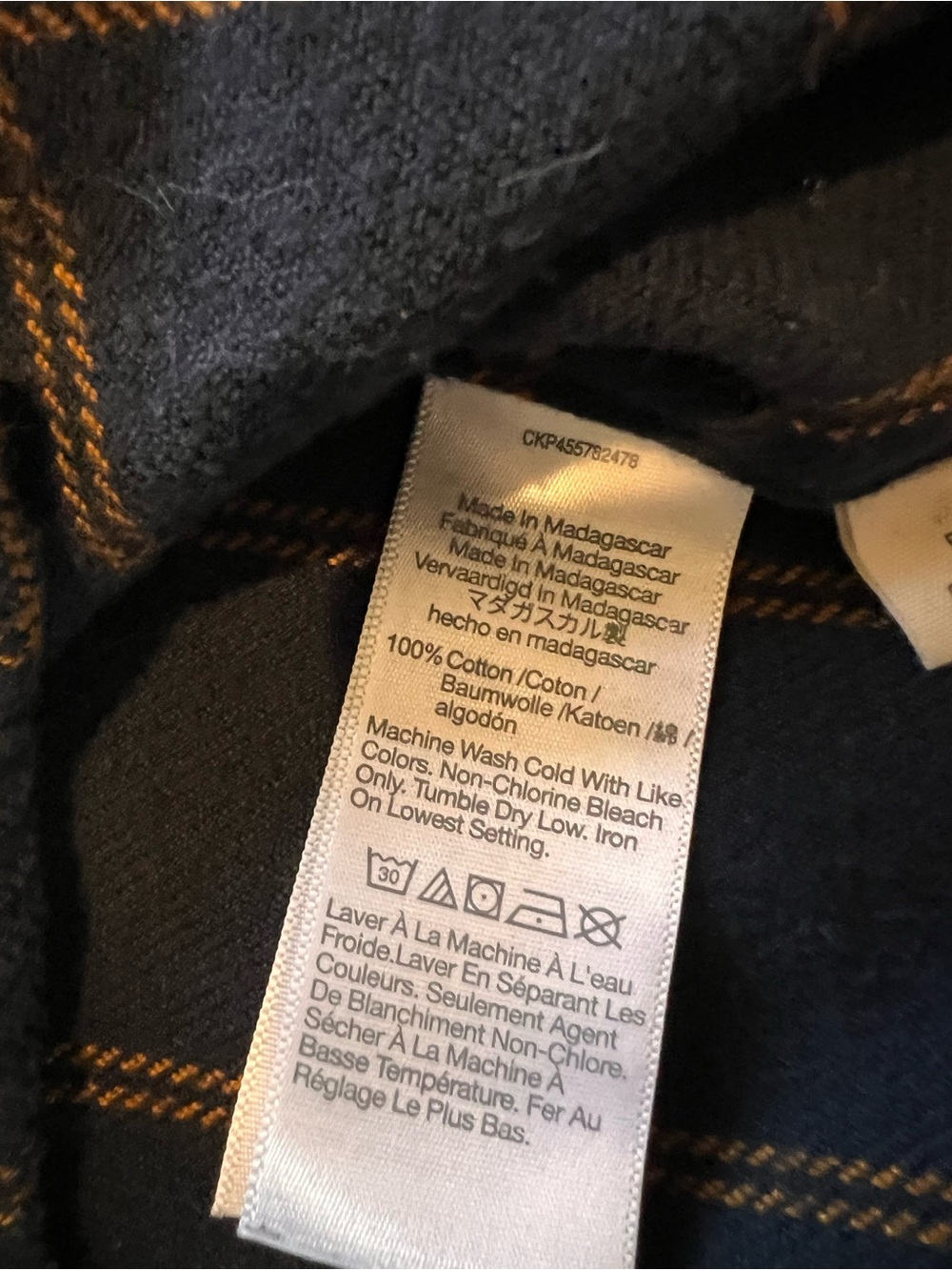 Madewell Navy & Tan Windowpane Plaid Button-Down Shirt - Picture 4 of 5